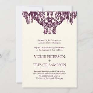 Eggplant Chandelier Wedding Invitations