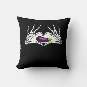 Eggplant Classic - Skeleton Hands Heart Cushion