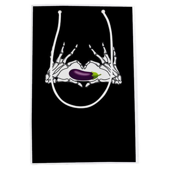 Eggplant Classic - Skeleton Hands Heart Medium Gift Bag (Front)