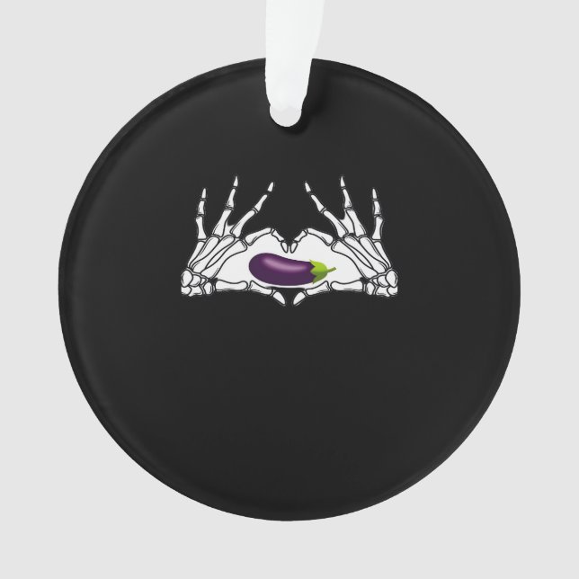 Eggplant Classic - Skeleton Hands Heart Ornament (Front)