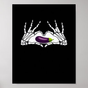 Eggplant Classic - Skeleton Hands Heart Poster