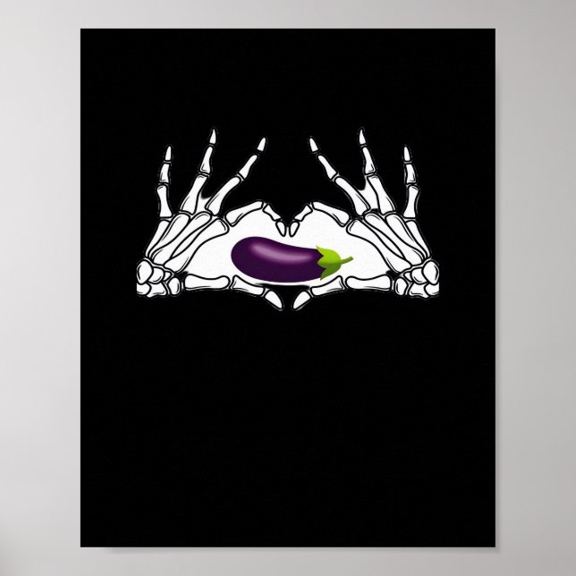 Eggplant Classic - Skeleton Hands Heart Poster (Front)