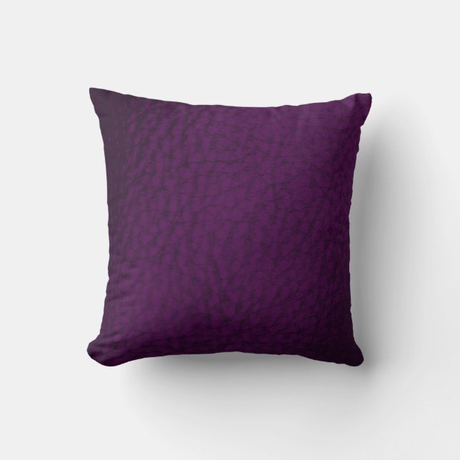 Eggplant Colour Faux Leather Design Cushion (Front)