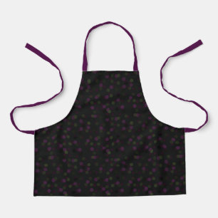 eggplant, dark purple, olive and black polka dots apron