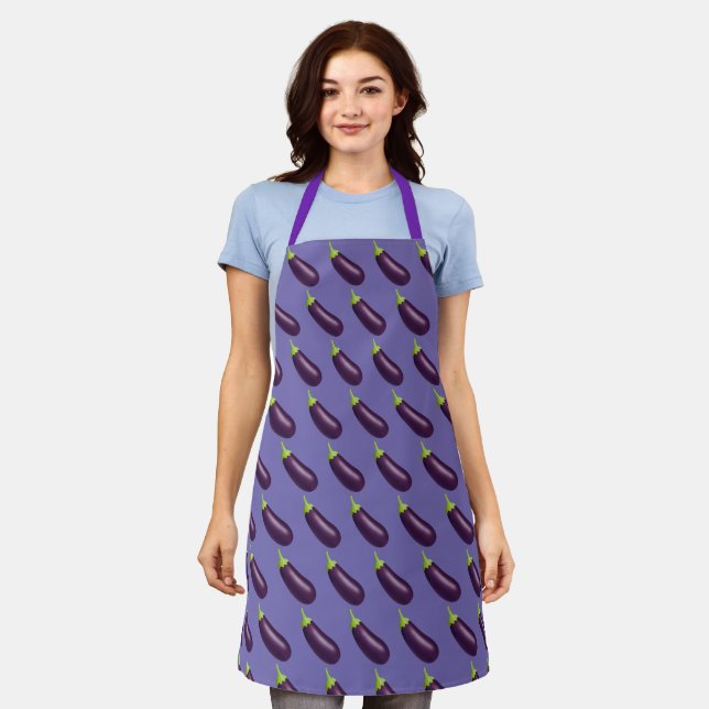 Eggplant Emoji Apron (Worn)