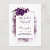 Eggplant Floral Elegant Save the Date