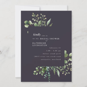 Eggplant Foliage Bridal Shower Invitation