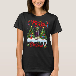 Eggplant Fruit Lights Xmas Tree Santa Eggplant Chr T-Shirt