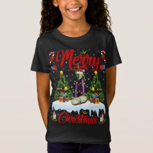 Eggplant Fruit Lover Xmas Lighting Santa Eggplant  T-Shirt