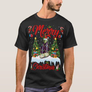Eggplant Fruit Lover Xmas Lighting Santa Eggplant  T-Shirt