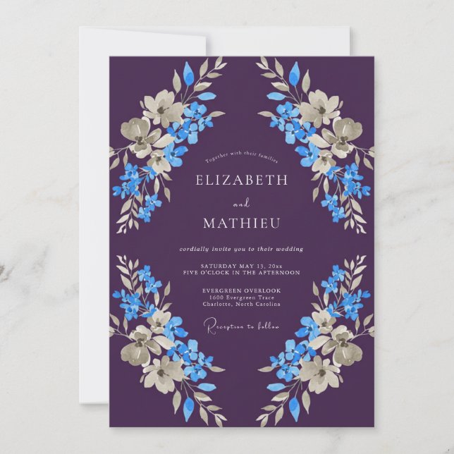 Eggplant Glorious Winter Wedding Invitation (Front)