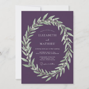 Eggplant Greenery Wedding Invitation