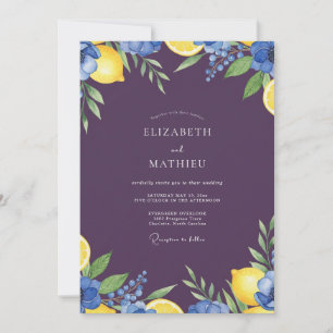 Eggplant Lemon Berry Wedding Invitation