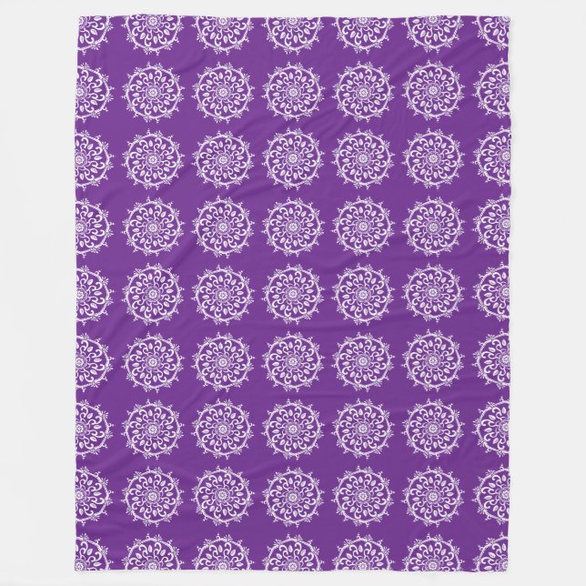 Eggplant Mandala Fleece Blanket (Front)