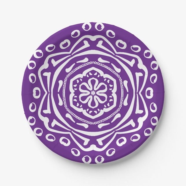 Eggplant Mandala Paper Plate (Front)