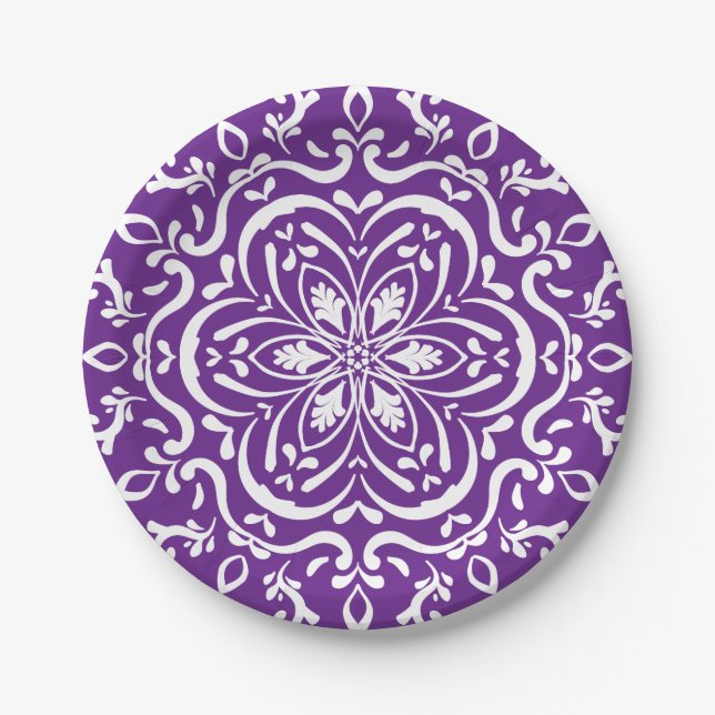 Eggplant Mandala Paper Plate (Front)