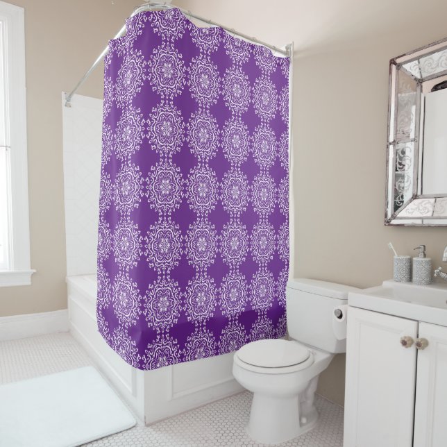 Eggplant Mandala Shower Curtain (In Situ)