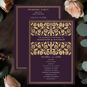 Eggplant Mediaeval Gold Sword Royal Wedding Programme
