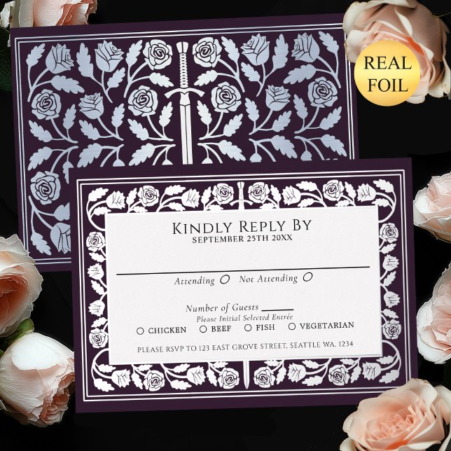 Eggplant Mediaeval Silver Sword Royal Wedding RSVP (Creator Uploaded)