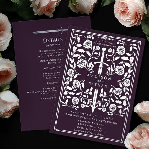 Eggplant Mediaeval Silver Sword Wedding Details