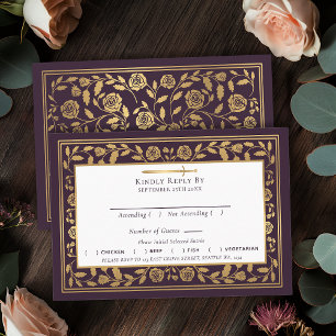 Eggplant Medieval Sword Wedding RSVP Enclosure Card