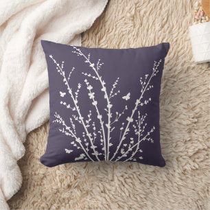 Eggplant Minimal Butterflies and Branches    Cushion
