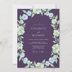 Eggplant Mint Foliage Eucalyptus Wedding Invitation