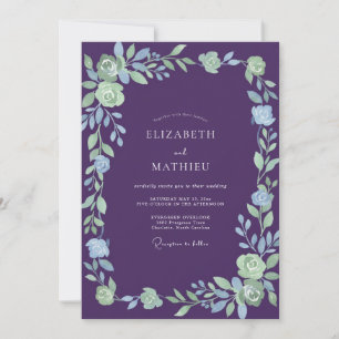 Eggplant Mint Vine Wedding Invitation