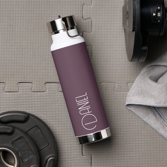 Eggplant Modern Typography Personalised Water Bottle (Gym)