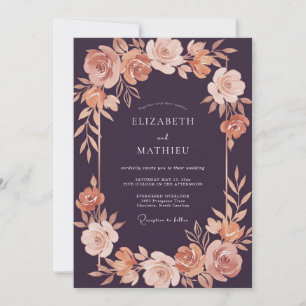 Eggplant Moody Autumnal Wedding Invitation