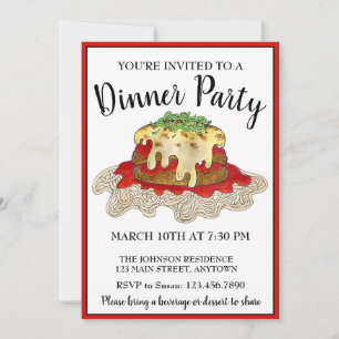Eggplant Parm Parmesan Italian Food Dinner Party Invitation