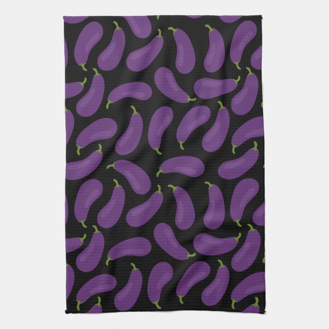 Eggplant Pattern Kitchen Towel (Vertical)
