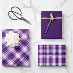 Eggplant, Plum, Amethyst, Lavender... Tartan Plaid Wrapping Paper Sheet