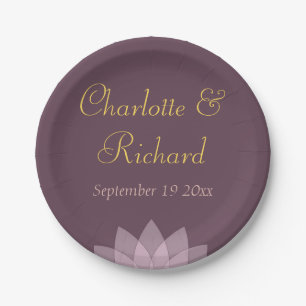 Eggplant Plum and Blush Pink wedding Paper Plate