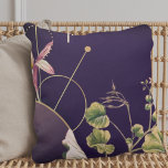 Eggplant Plum Artistic Abstract Botanical Cushion<br><div class="desc">Add a touch of elegance to your home with this minimalist botanical print featuring deep eggplant and pink,  green,  and gold accents. The design includes layers of Alexanders Black Lovage leaves on a simple modern abstract geometric background with coordinating pink leaf accents.</div>