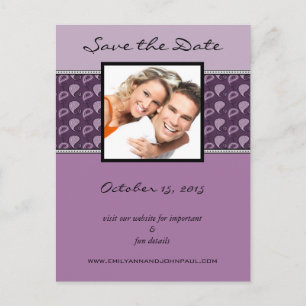 Eggplant Plum Paisley Save The Date Your Photo Announcement Postcard