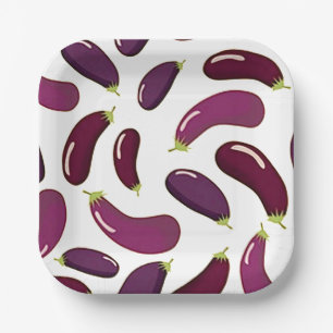 Eggplant Printed Paper Plate