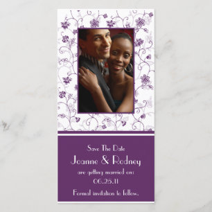 Eggplant Purple and White Photo Save The Date