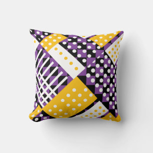 eggplant purple and yellow chechered cushion