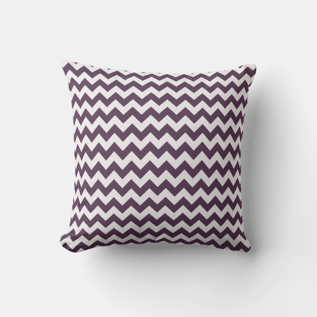 Eggplant Purple Chevron; zig zag Cushion (Front)