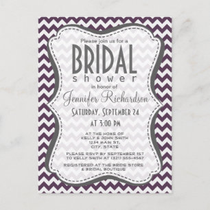 Eggplant Purple Chevron; zig zag Invitation Postcard