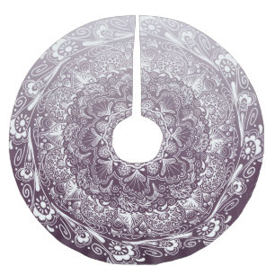 Eggplant purple colour fade mandala brushed polyester tree skirt