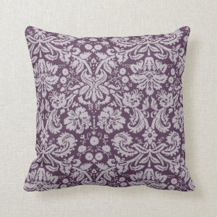 Eggplant Purple Damask Cushion