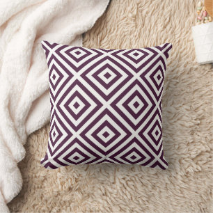 Eggplant Purple Diamond Pattern Throw Pillow