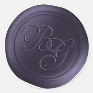Eggplant Purple Double Monogram Wax Seal Stickers
