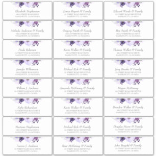 Eggplant Purple Flowers Guest Names Address Labels