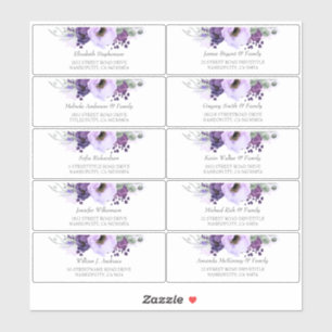 Eggplant Purple Flowers Guest Names Address Labels
