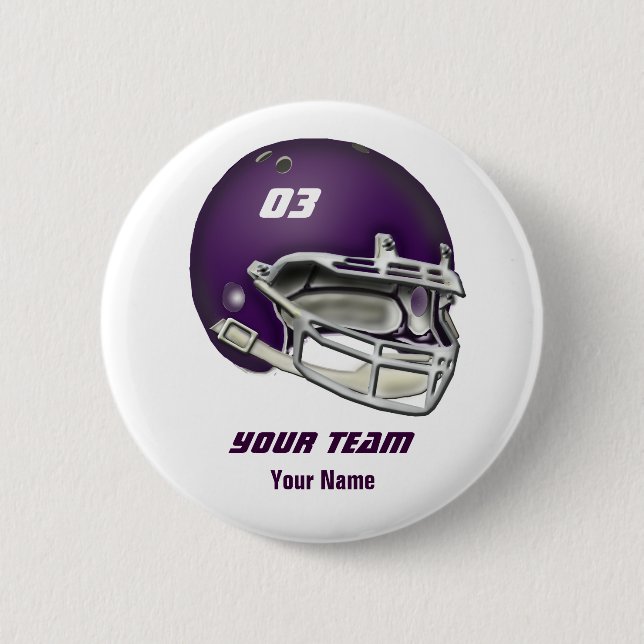 Eggplant Purple Football Helmet 6 Cm Round Badge (Front)