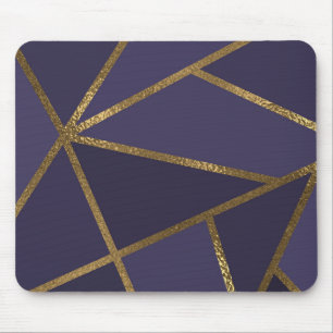 Eggplant Purple Gold Bronze Geometric Glam Chic Mouse Mat