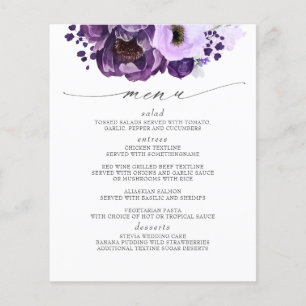 Eggplant Purple Modern Boho Wedding Menu